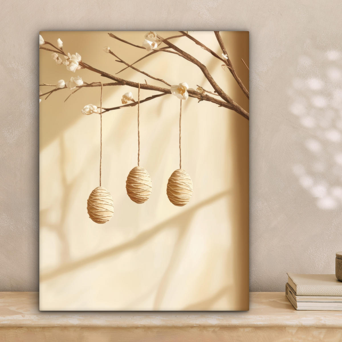 LEINWANDBILD Beige - Osterkuchen - Eier Room Decor 30x40 cm - Beige, Textil (30/40cm) - MuchoWow