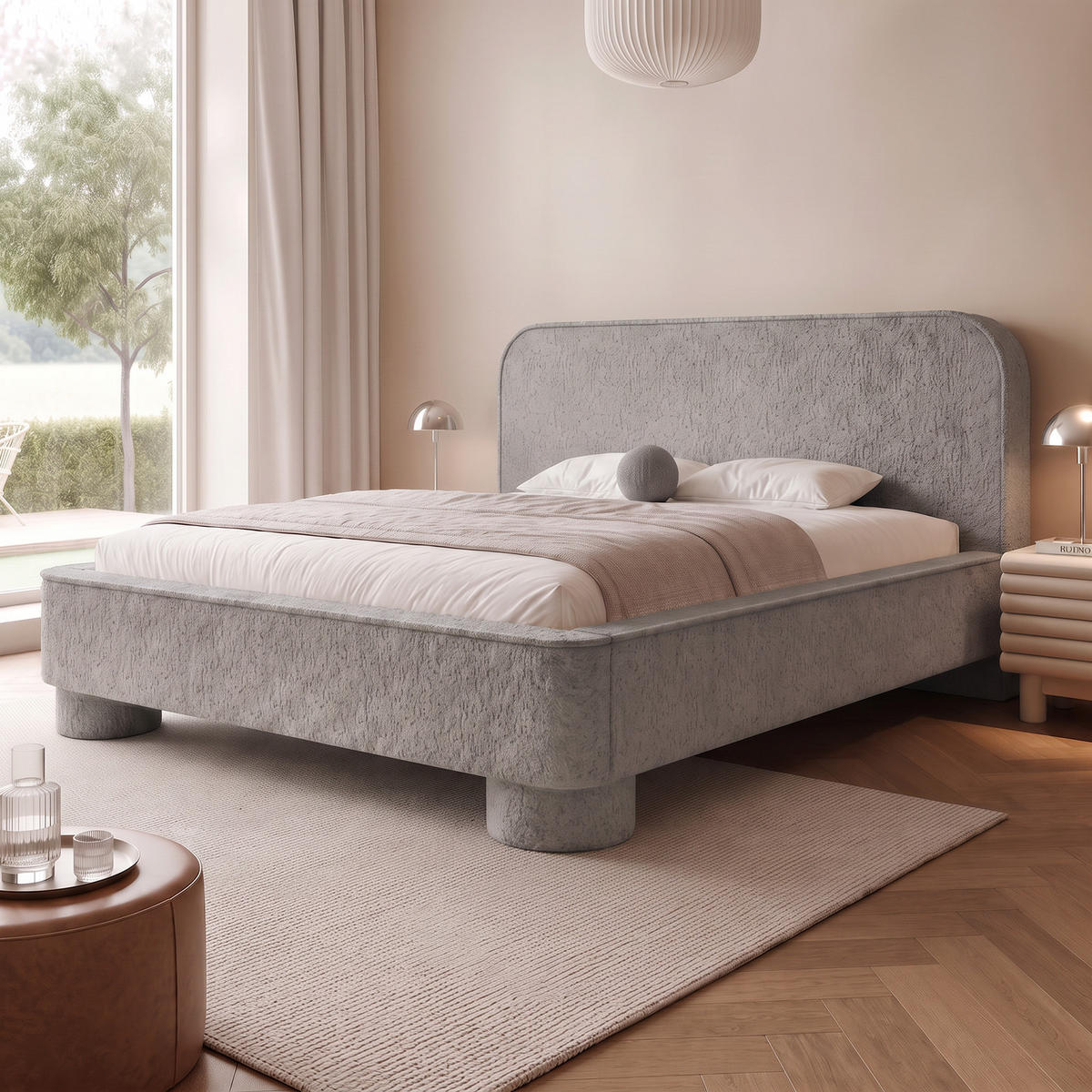 POLSTERBETT SALNUK 200x200 cm, Taupe - Taupe, Textil (200/200cm) - Fedve