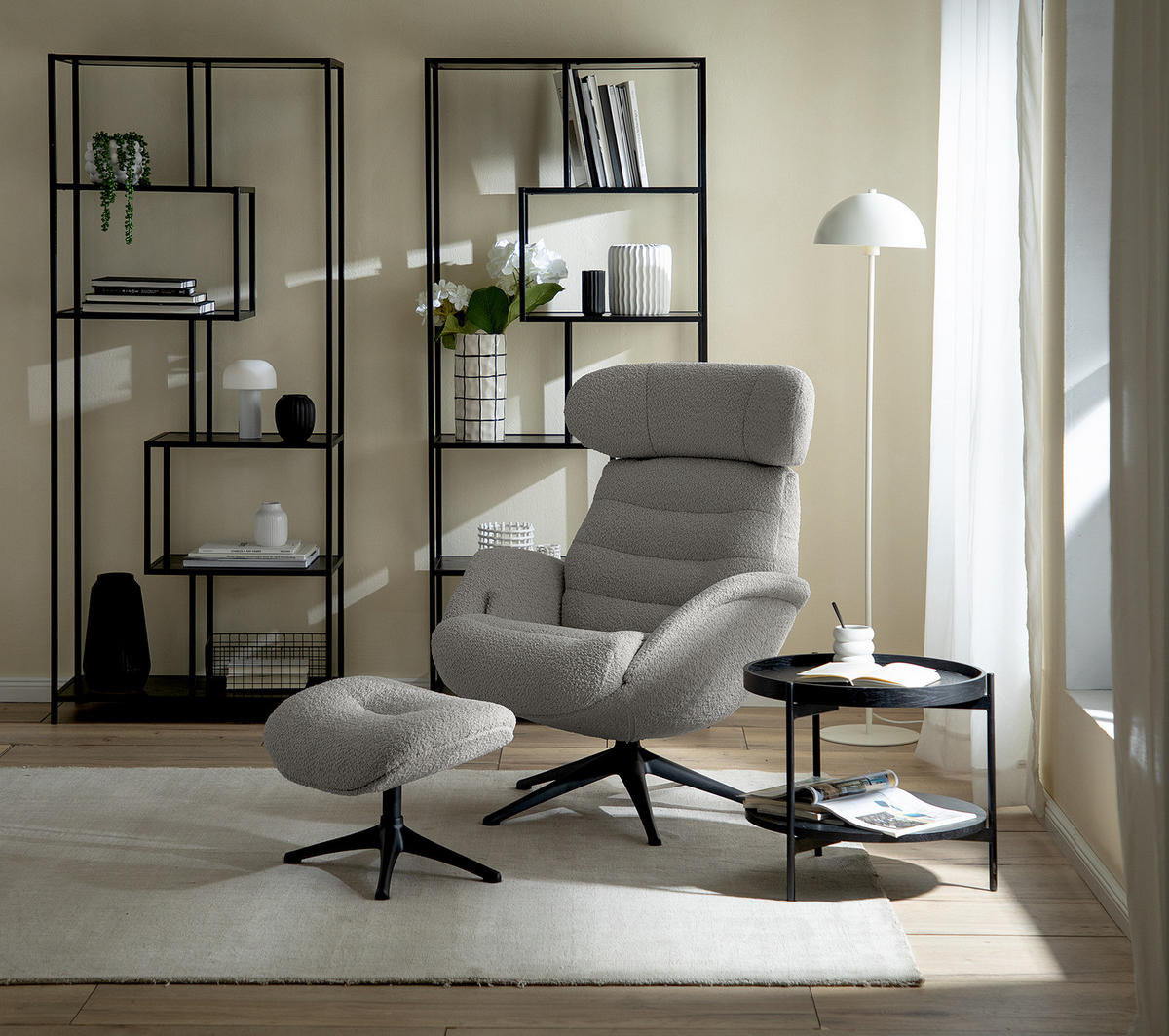 RELAXSESSEL - Grau, Textil/Metall (90/107/90cm) - home24