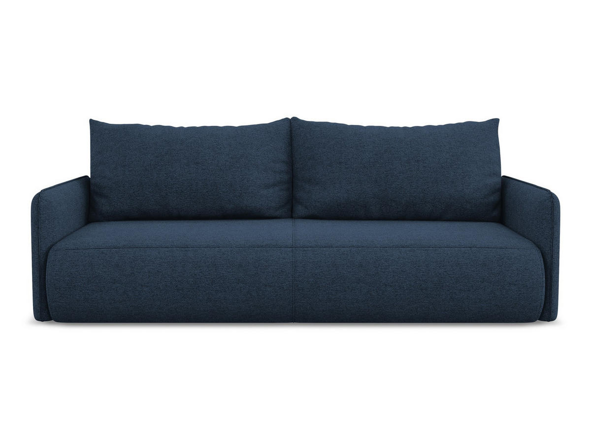 3-SITZER SOFA mit Schlaffunktion Chenille Stoff Blau - Blau/Schwarz, Kunststoff/Textil (216/86/105cm) - Makamii