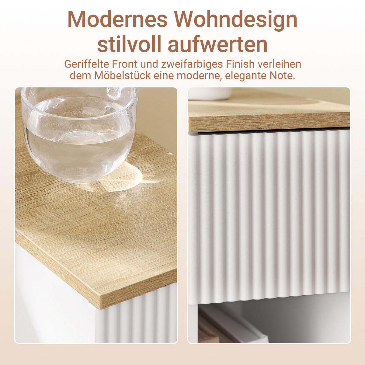 NACHTTISCH Weiß - Kaschmir, Holzwerkstoff (20/60/35cm) - SoBuy