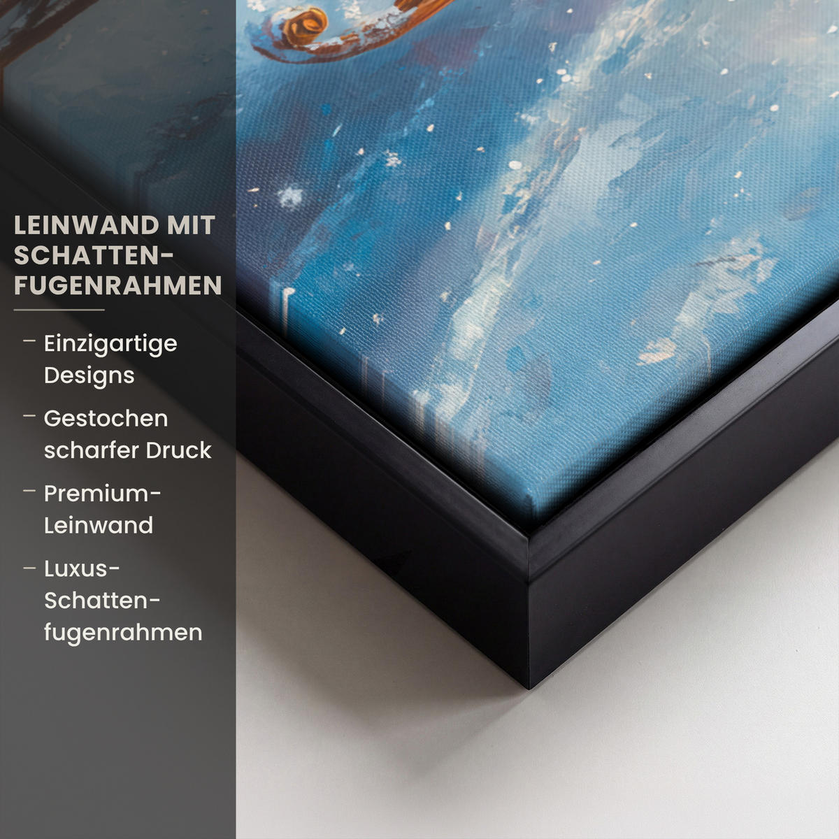 LEINWAND Bilder mit Rahmen - Weihnachtsmann - Rentier - Weihnachten - Schnee - 60x80 - Cognac, Textil (60/80cm) - MuchoWow
