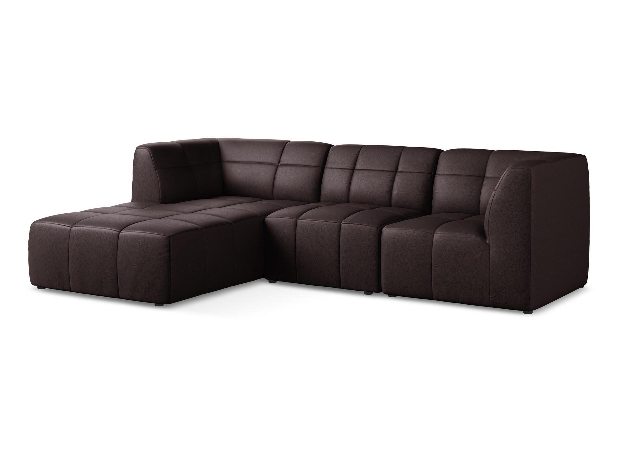 ECKSOFA Links Kunstleder Violett - Pflaume/Schwarz, Holzwerkstoff/Kunststoff (266/175cm) - Makamii