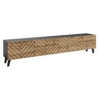 LOWBOARD Phuket Graphit Schwarz / Wotan Eiche Fischgrätenmuster 190 / 32 / 39 cm - Eiche Wotan/Schwarz, Holz/Holzwerkstoff (190/39/32cm) - Feldmann-Wohnen