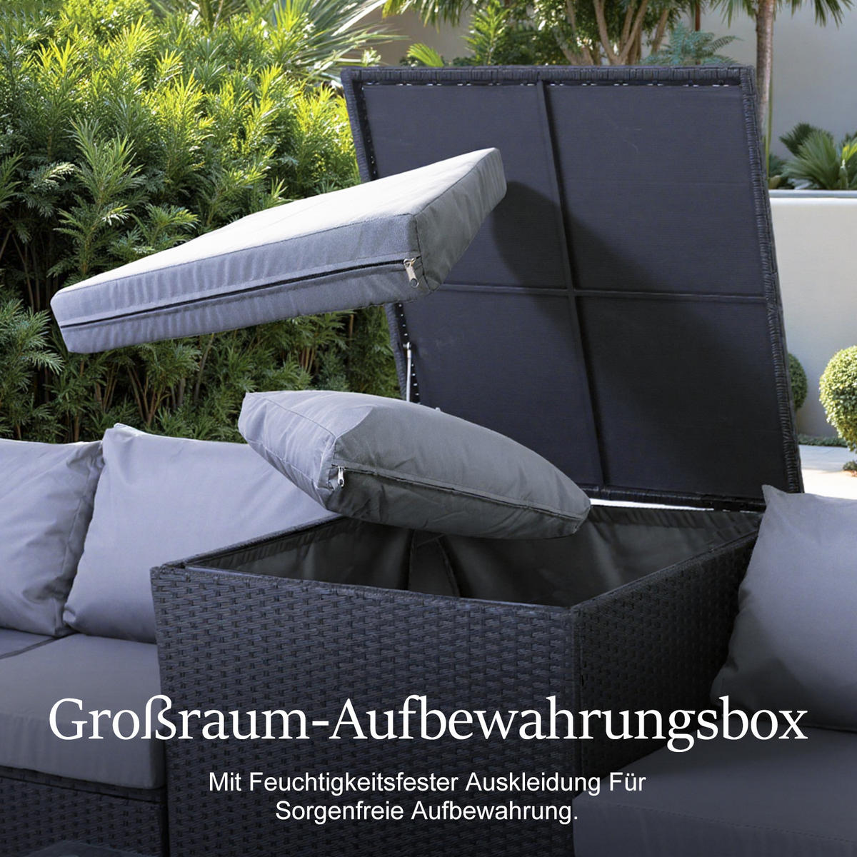 GARTEN-SOFA-SET - Schwarz, Metall - BELONID