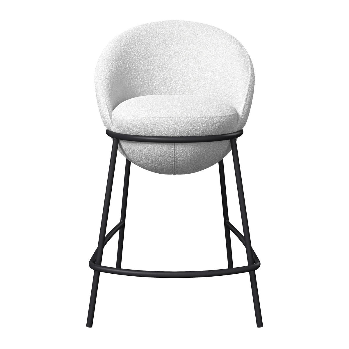 BARHOCKER Zoa Creme Struktur Gepolstert - Creme, Holz (50/110/58cm) - Bessagi Home
