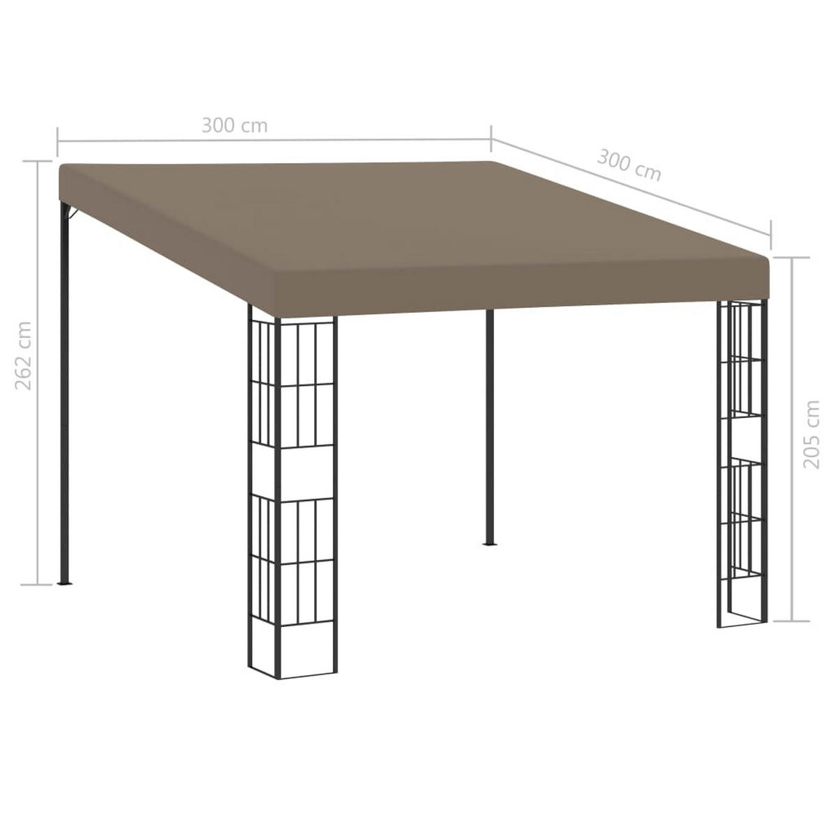 GARTENPAVILLON Pergola LYMP | 3x3 m Taupe Stoff | Terrassenüberdachung Garten Pavillon - Taupe, Metall (300/262/300cm) - DELUKE