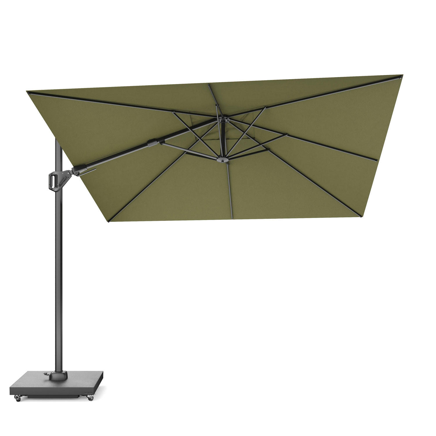 AMPELSCHIRM quadratisch 3 x 3 m Challenger T² Premium 360° kippbar dunkelgrün/anthrazit - Dunkelgrün, Metall (300/300cm) - Platinum