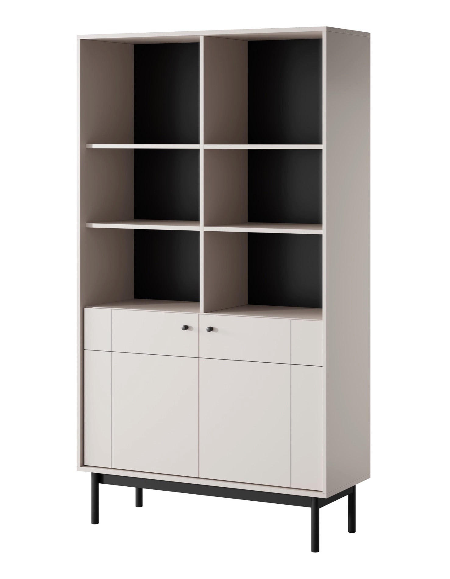 KNIŽNICA Japandies greige 104 cm - taupe, kompozitné drevo (103.5/184.6/39cm) - Selsey
