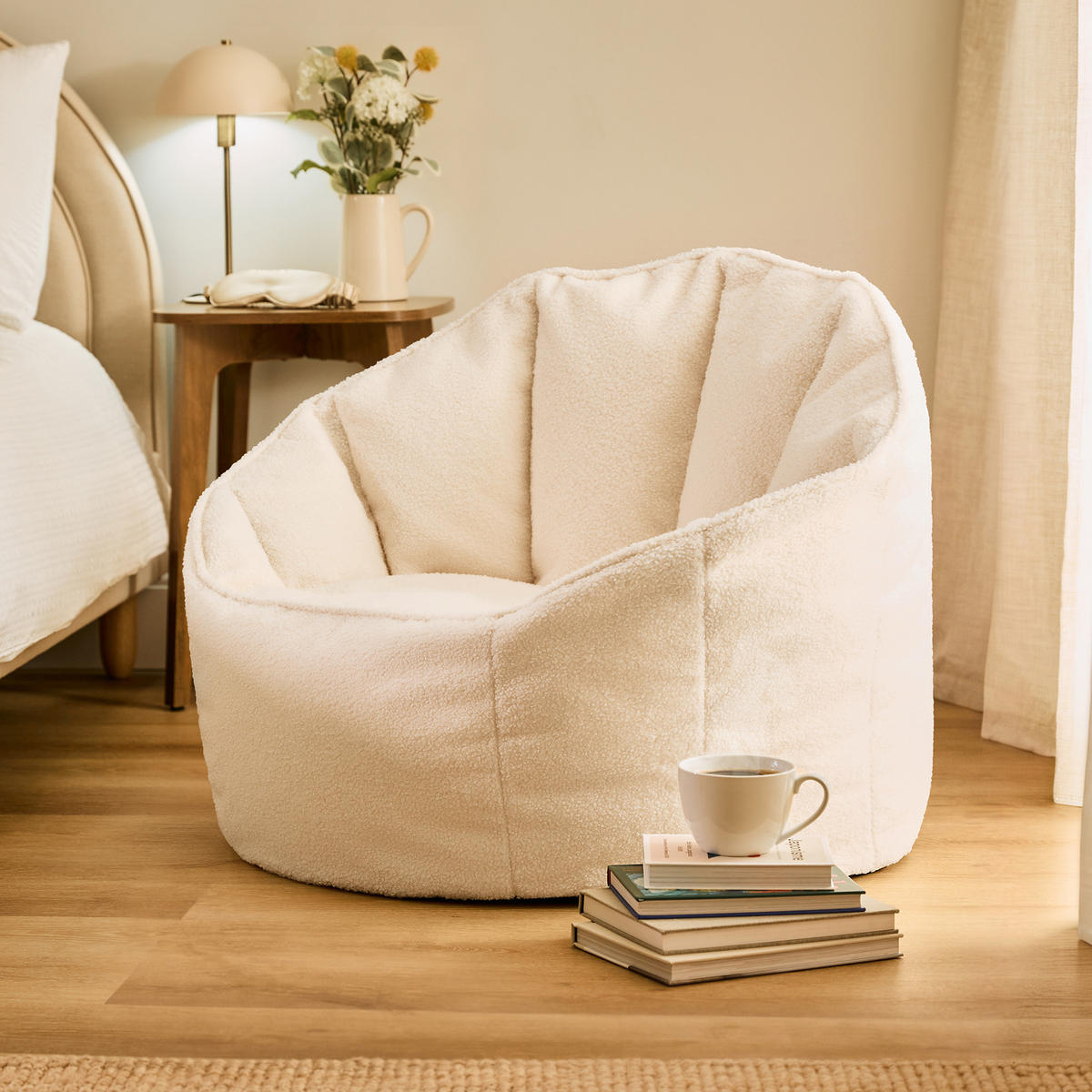 SITZSACK aus Boucle Sirena - Creme, Textil (77/64/74cm) - icon