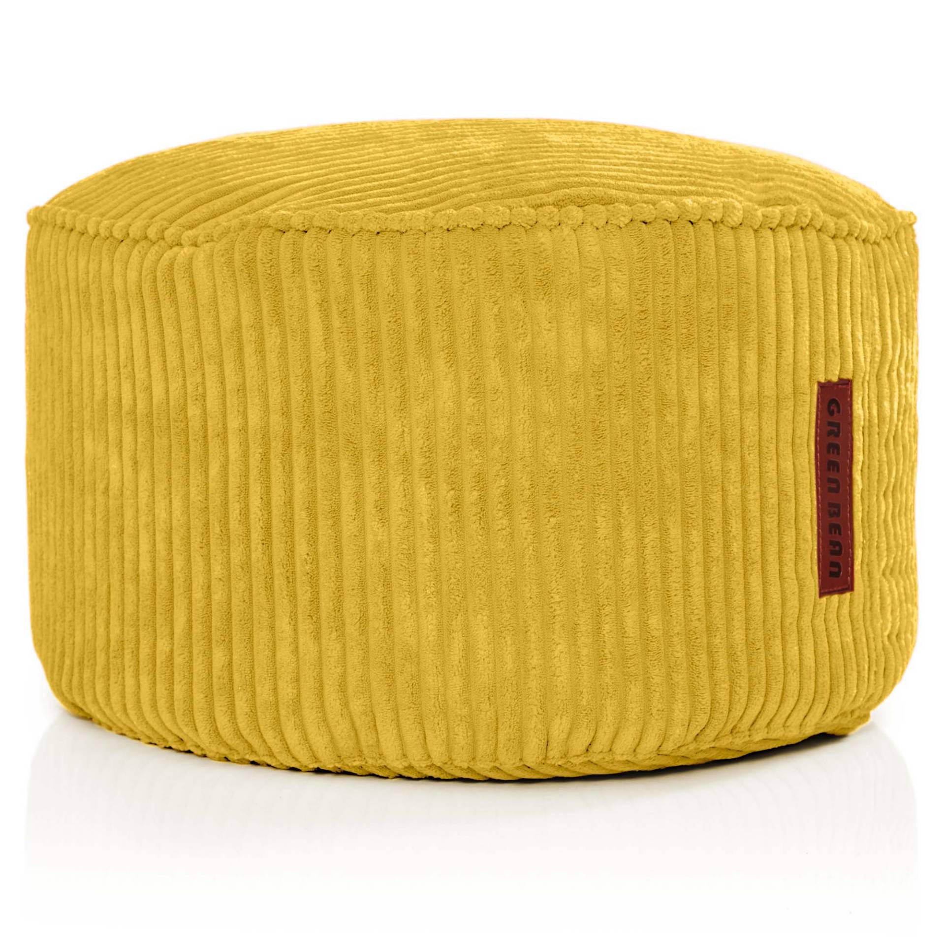 SITZSACK-HOCKER Pouf "Cord" 45x25cm - Gelb, Textil (45/25/45cm) - Green Bean