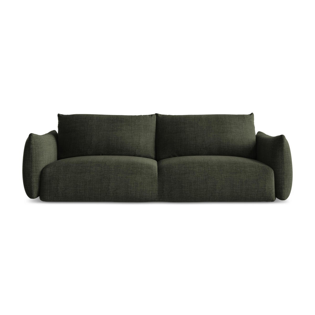 3-SITZER SOFA mit Schlaffunktion Strukturstoff Grün - Schwarz/Olivgrün, Holzwerkstoff/Kunststoff (230/90/105cm) - LaMiaSofa