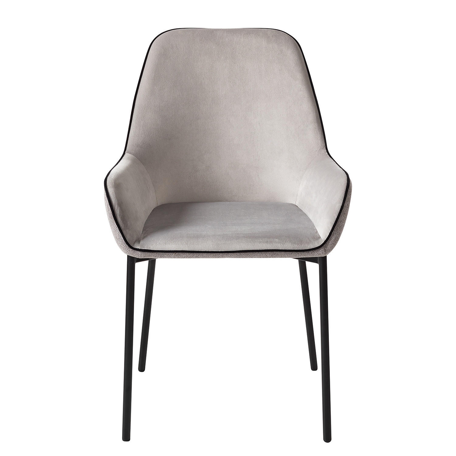 POLSTERSTUHL - Samt & Webstoff / Metall, 2er-Set - Grau, Textil (58/89/58cm) - home24