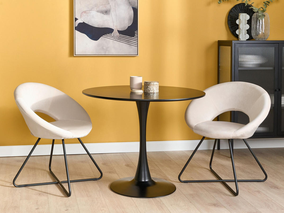 SESSEL Samtstoff Beige Rachel - Beige, Textil/Metall (65/77/57cm) - Beliani