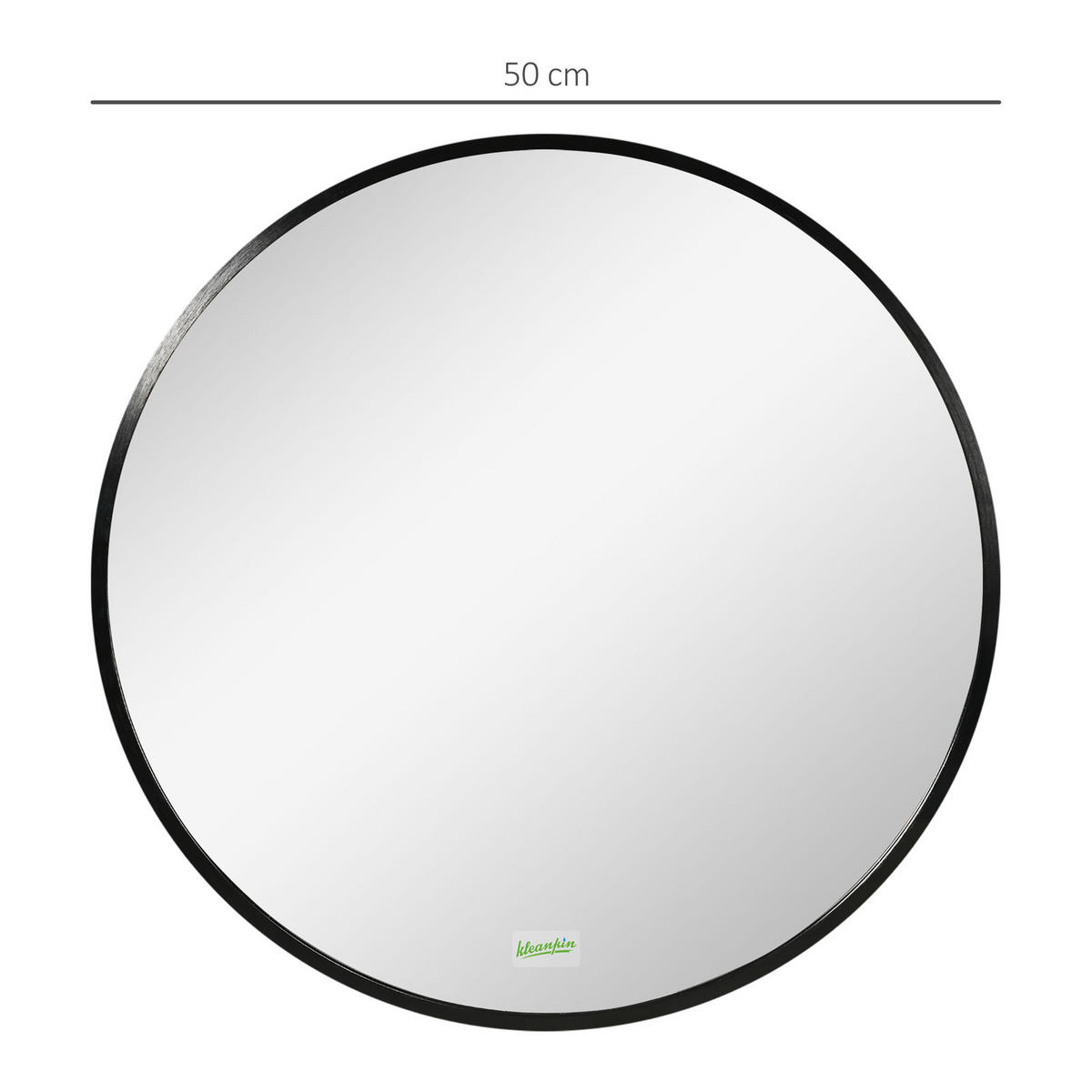 BADSPIEGEL, Runder Spiegel, Ø50 cm Wandspiegel, Schwarz - Schwarz, Glas (50/50/2cm) - Kleankin
