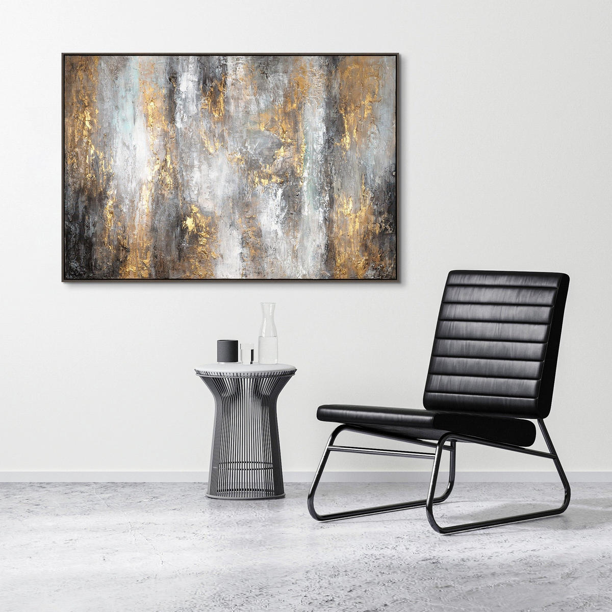 GEMÄLDE Milchstraße II Schattenfugenrahmen Grau 140x100 cm - Grau, Holz (140/100cm) - YS-art gallery