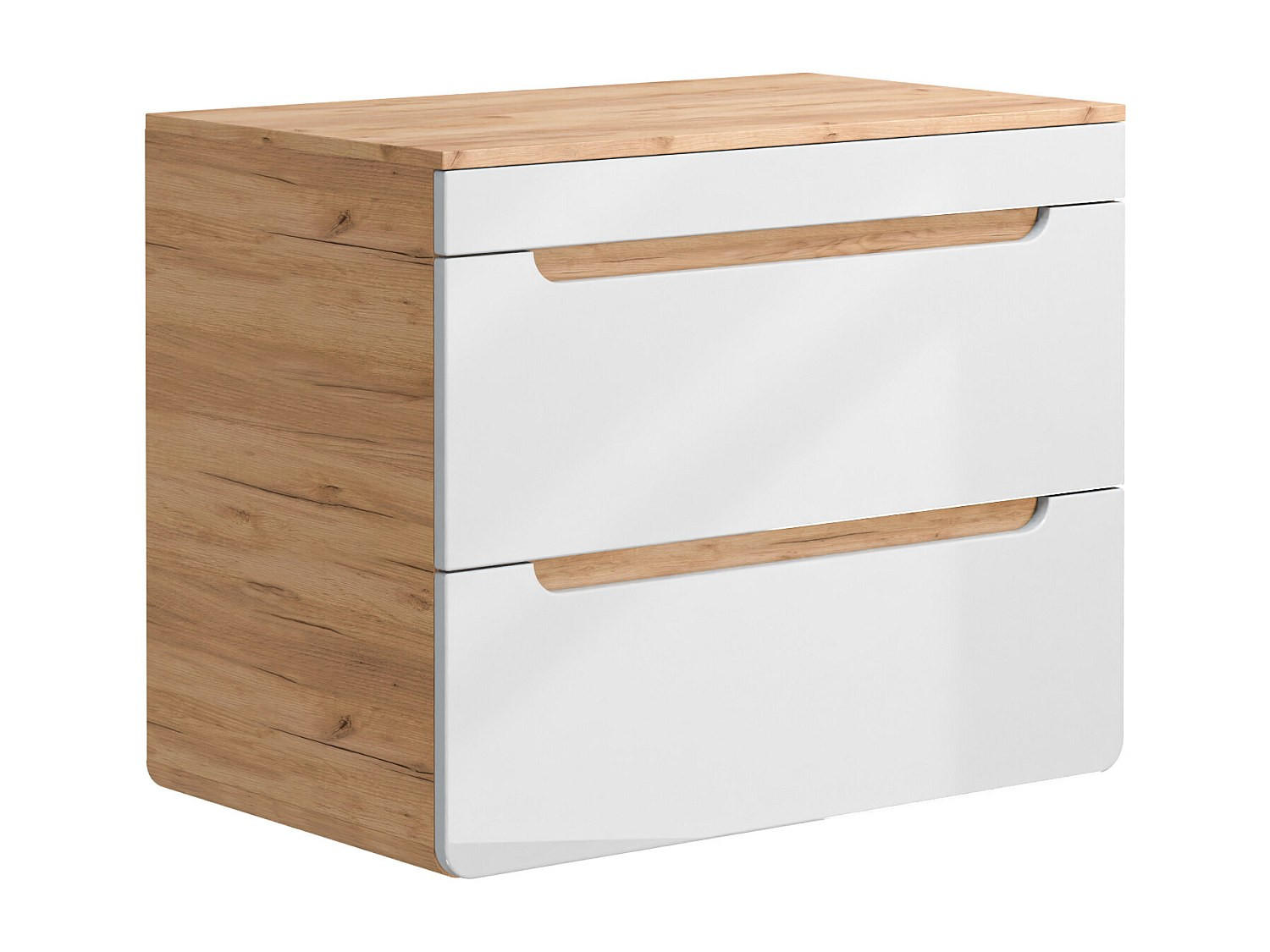 WASCHBECKENUNTERSCHRANK hängend mit Platte - 80 cm - Holzfarben hell & Weiß - ARUBA - Naturfarben, Holz (80/59/46cm) - Vente-Unique