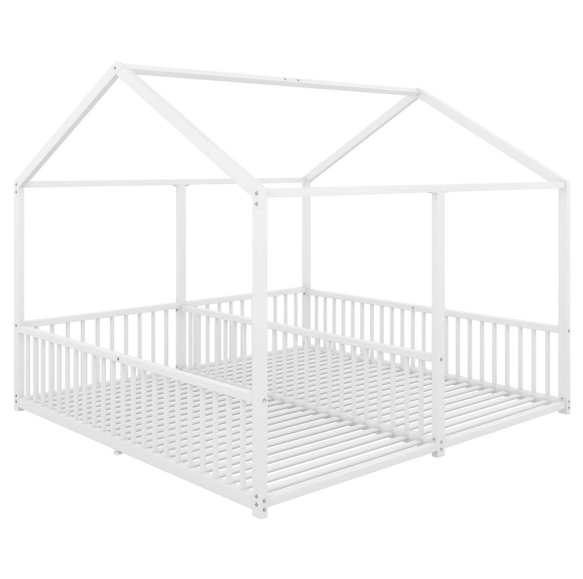 KINDERBETT Etagenbett 186/206/174,5 cm in Hausform aus Metall, 2 / 90/200 cm - Weiß, Metall (90/200cm) - BEAOK