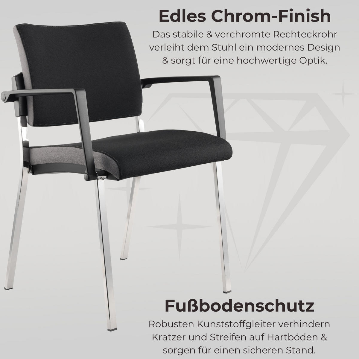 KONFERENZSTÜHLE Besucherstühle (2er-Set) 50/59/80 cm in Schwarz - Schwarz, Metall (59/80/50cm) - bümö