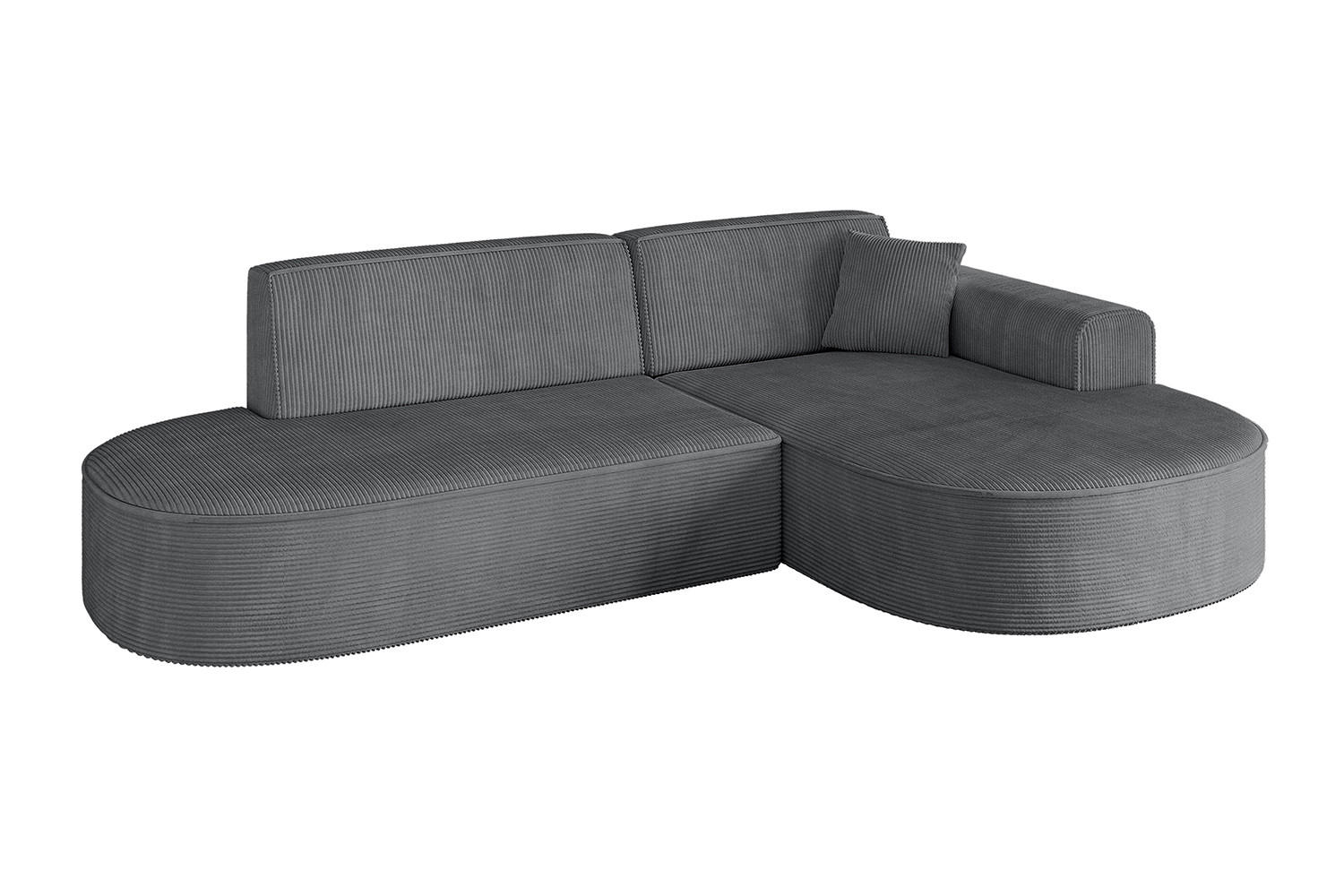 ECKSOFA Ottomane Rechts MARI-L1 - 232x163x73,5 cm Dunkelgrau Cord - Dunkelgrau/Schwarz, Holzwerkstoff/Kunststoff (234/163cm) - ALTDECOR