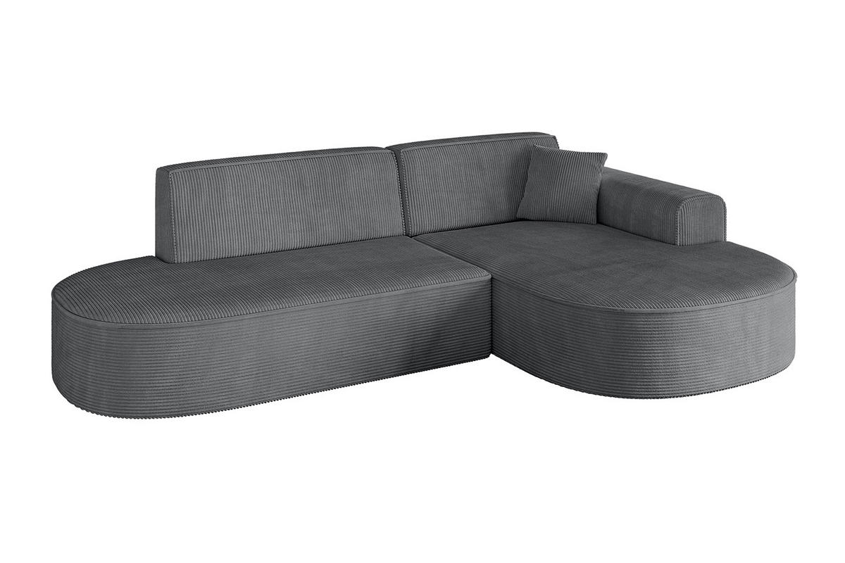 ECKSOFA Ottomane Rechts MARI-L1 - 232x163x73,5 cm Dunkelgrau Cord - Dunkelgrau/Schwarz, Holzwerkstoff/Kunststoff (234/163cm) - ALTDECOR