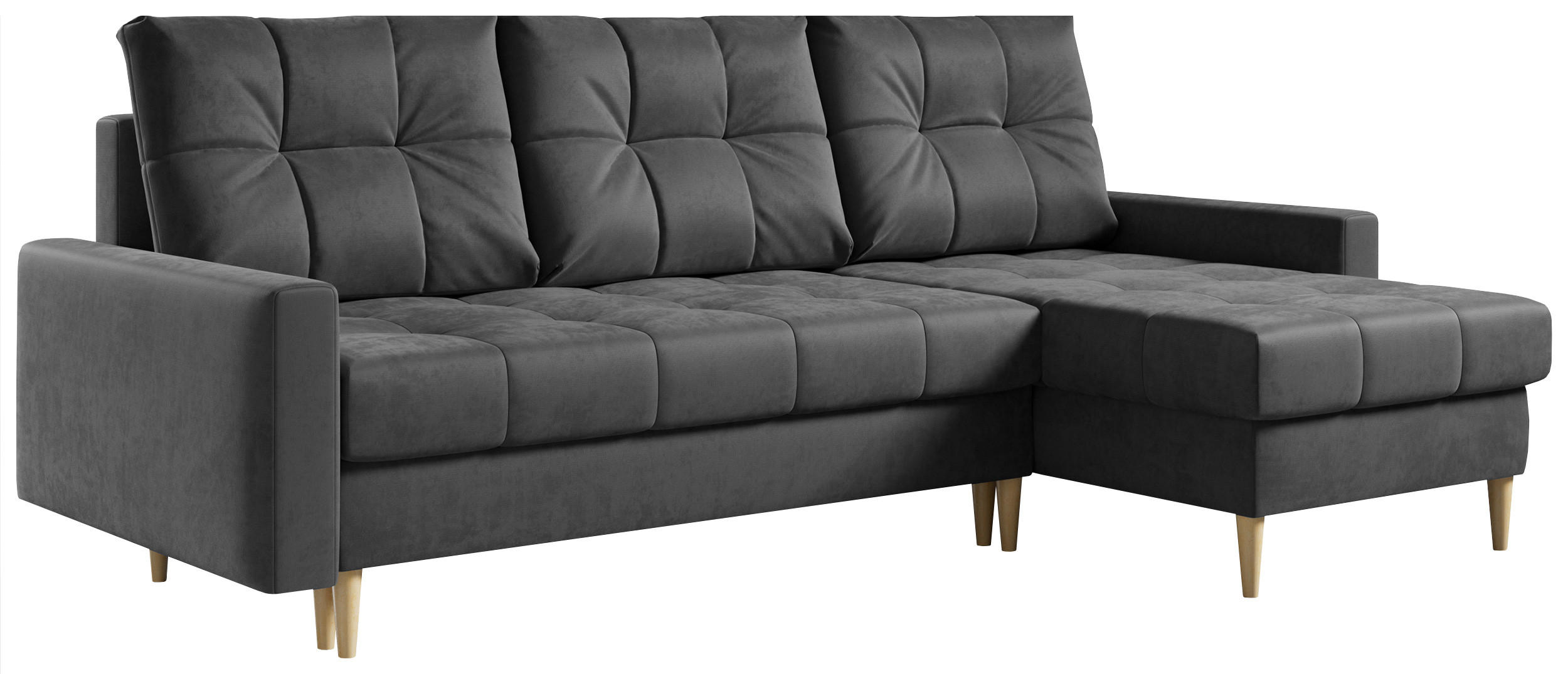 ECKSOFA Astra Grau Velvet - Braun/Grau, Holz/Textil (220/140cm) - MKS