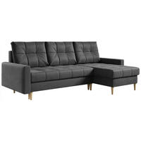 ECKSOFA Astra Grau Velvet - Braun/Grau, Holz/Textil (220/140cm) - MKS