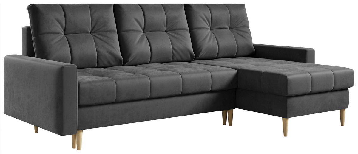 ECKSOFA Astra Grau Velvet - Braun/Grau, Holz/Textil (220/140cm) - MKS