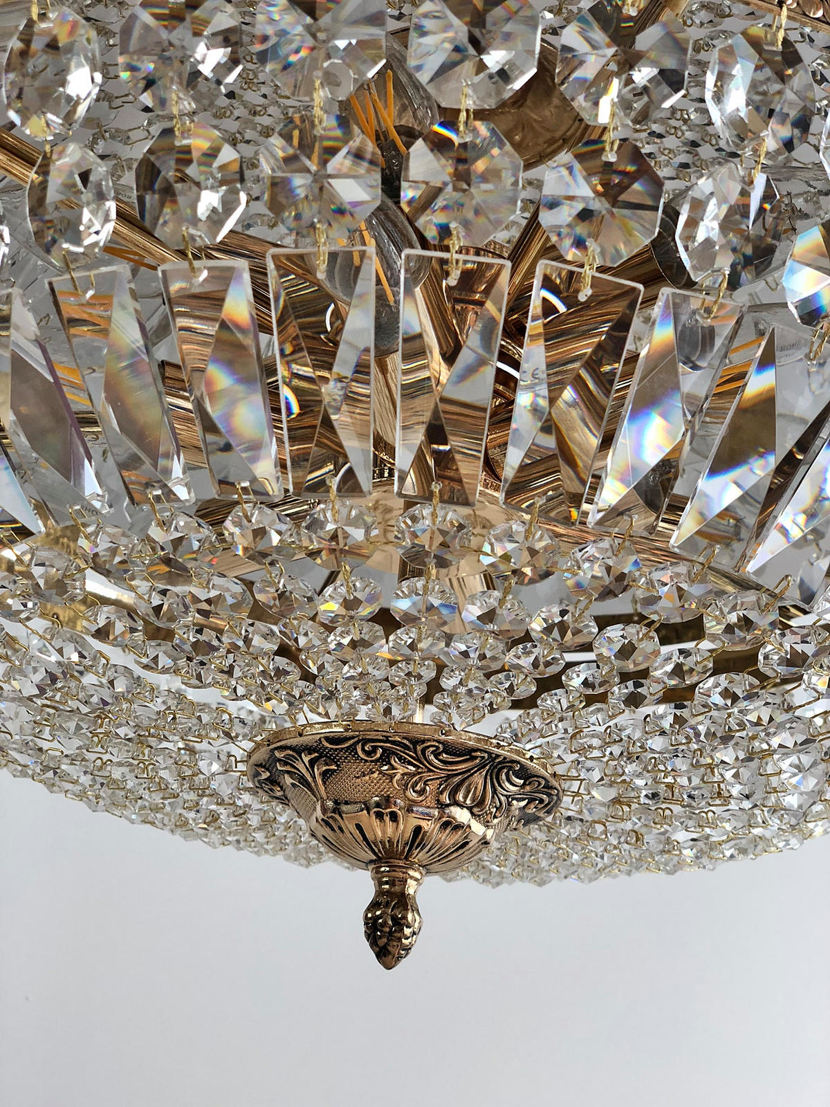DECKENLEUCHTE Kristall Schönbrunn Ø45 Antik Gold gefertigt aus geschliffenen Kristallen - Goldfarben, Glas/Metall (45/45/28cm) - PGA Lights