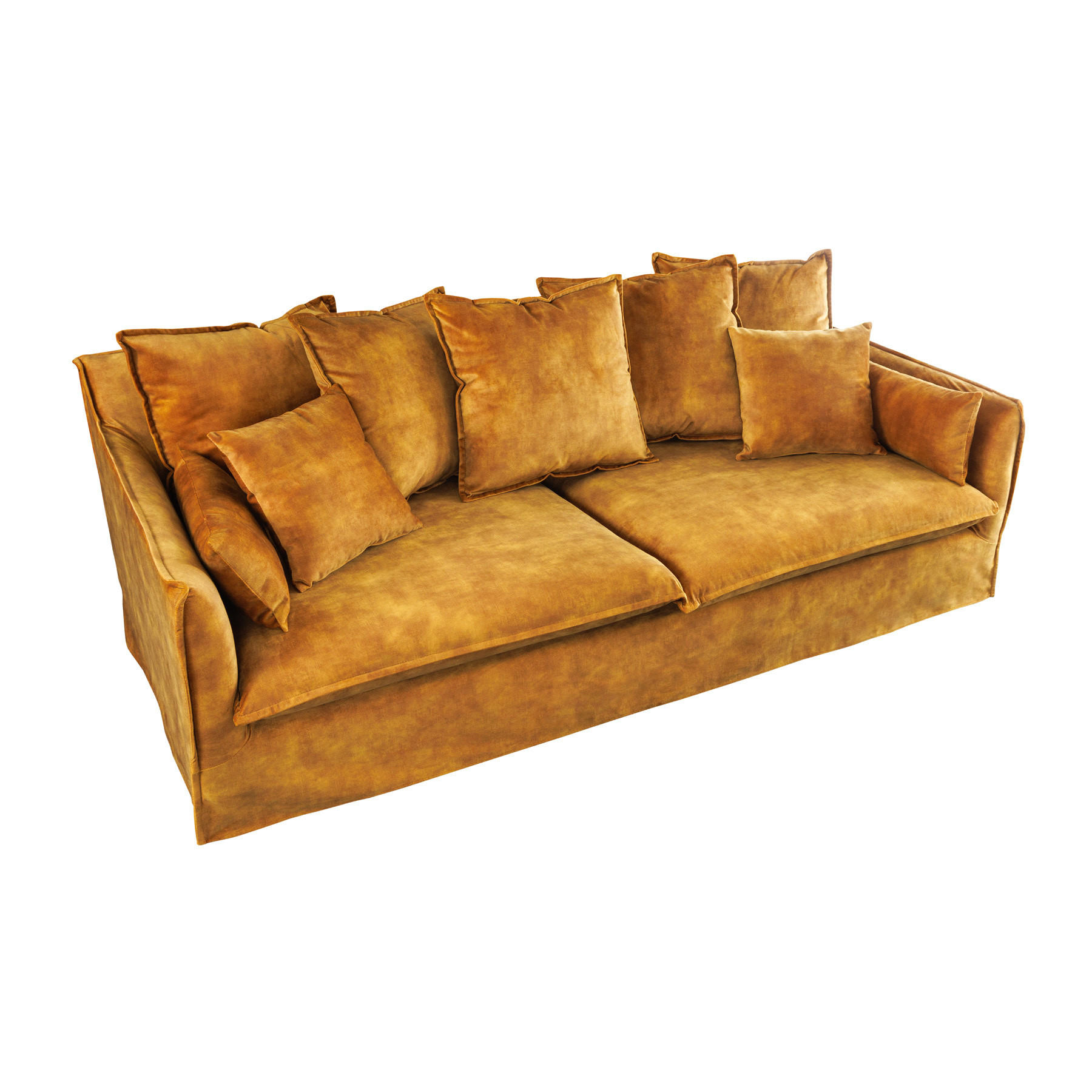 3-SITZER SOFA HEAVEN Samt Senfgelb 200 cm - Gelb, Holz/Textil (202/88/105cm) - riess-ambiente