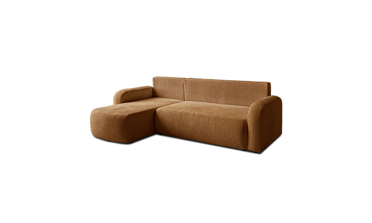 ECKSOFA PALOMA L 235/155/85 cm Coral 35 - Cognac, Textil (235/155cm) - Lookway