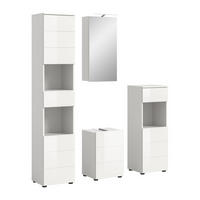 BADKOMBINATION Vira Bad in weiß Melamin und weiß hochglanz B/H/T: 144x190x34 cm - Weiß, Holz (144/190/34cm)