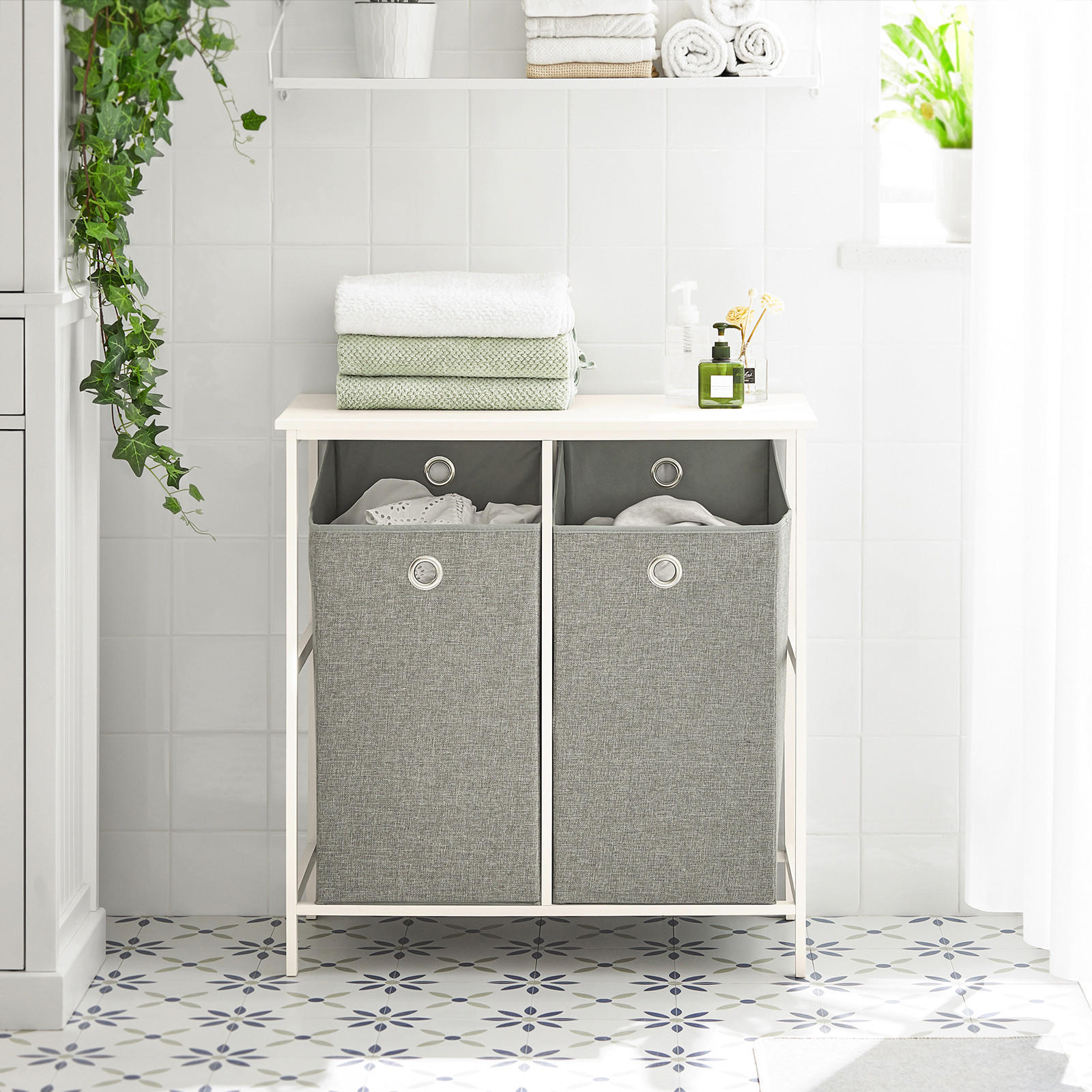 WÄSCHESCHRANK Weiß - Weiß, Holzwerkstoff/Metall (77/80/38cm) - SoBuy
