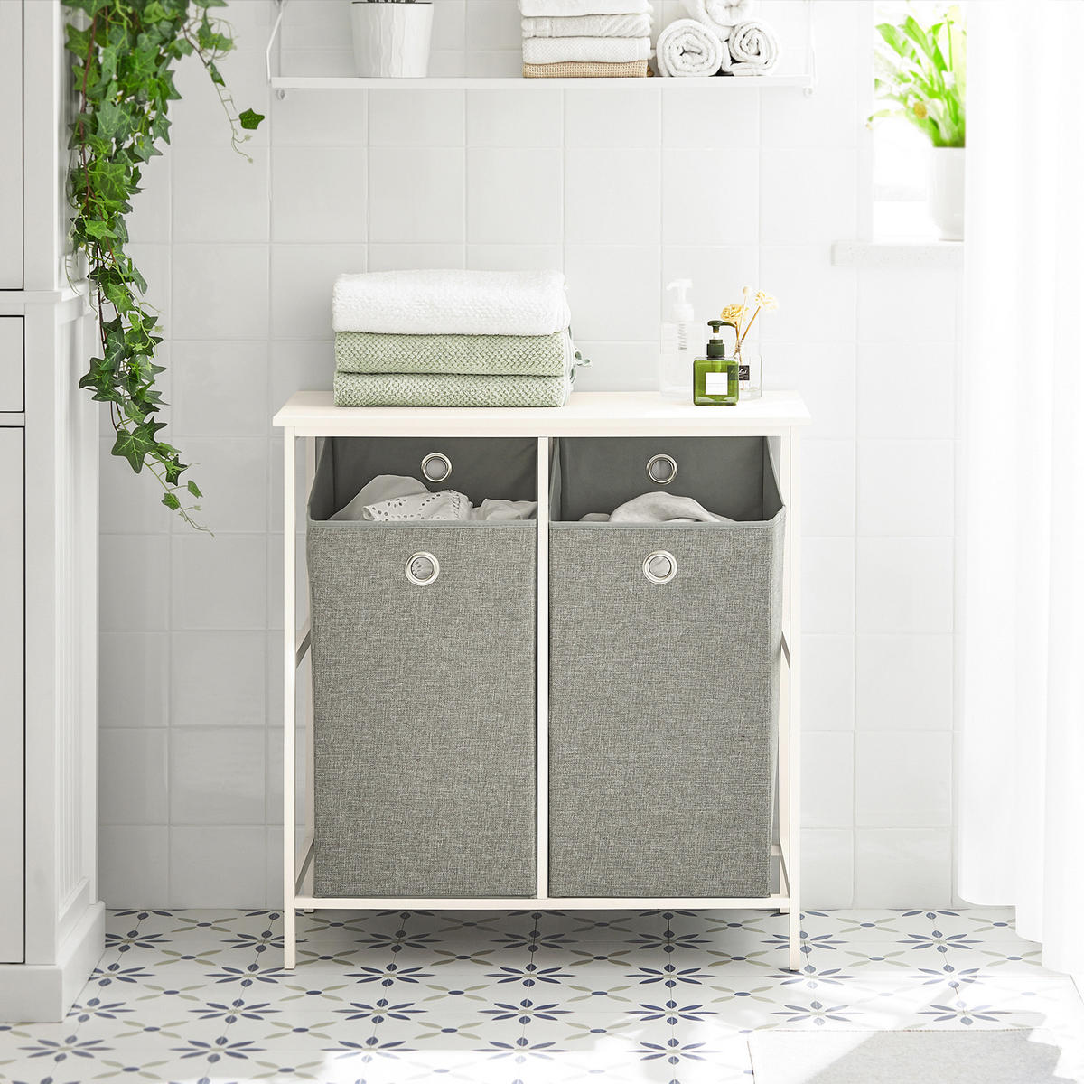 WÄSCHESCHRANK Weiß - Weiß, Holzwerkstoff/Metall (77/80/38cm) - SoBuy