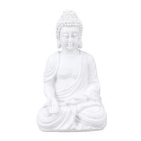 BUDDHA-FIGUR - Weiß, Kunststoff (10/17.5/7.5cm) - Relaxdays
