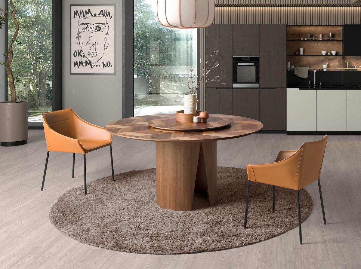 ESSTISCH Esstisch runde Walnuss Ø150/76 cm - Walnussfarben, Holz (150/150/76cm) - ANGEL CERDA