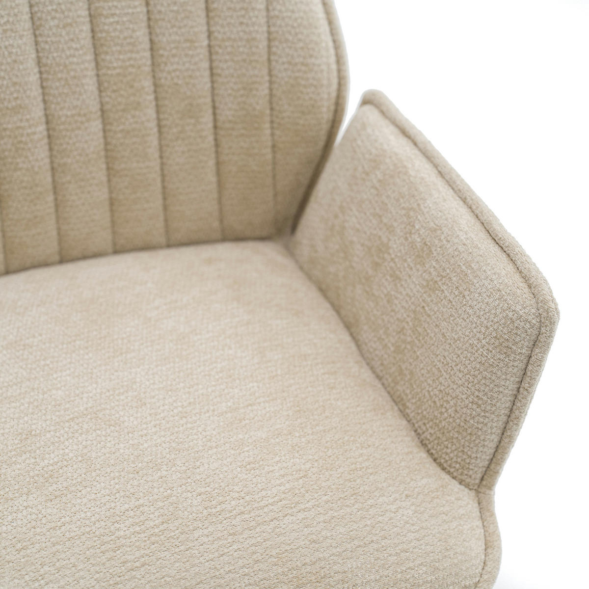 STUHL MERANO drehbar gepolsterter mit Steppung - hellbeige - Chenille - Ecru/Schwarz, Textil/Metall (58/90/61cm) - NEW HOME