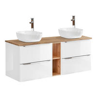 DOPPELWASCHTISCH 140.4cm April Weiß - Weiß, Holzwerkstoff (140.4/59/46cm) - Petits-meubles