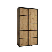 SCHWEBETÜRENSCHRANK 235,2/130/60 2-türig - Schwarz/Eiche Artisan, Holz/Metall (130/235/60cm) - Abiks Möbel