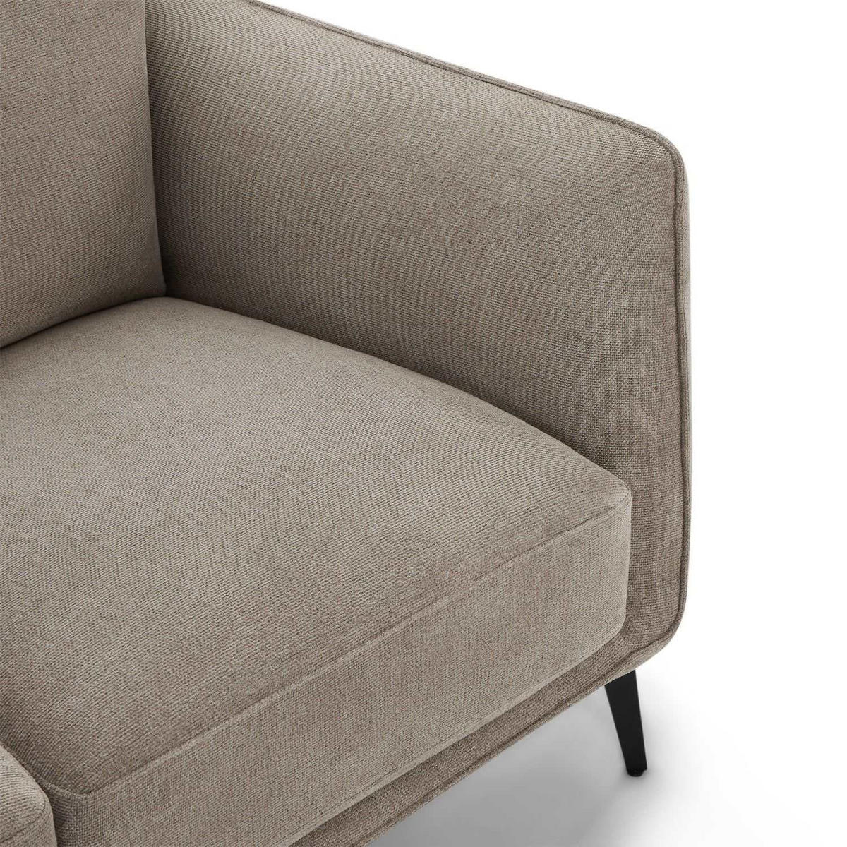 ZWEISITZER-SOFA Webstoff Beige - Beige/Schwarz, Textil/Metall (158/85/85cm) - Furnhouse