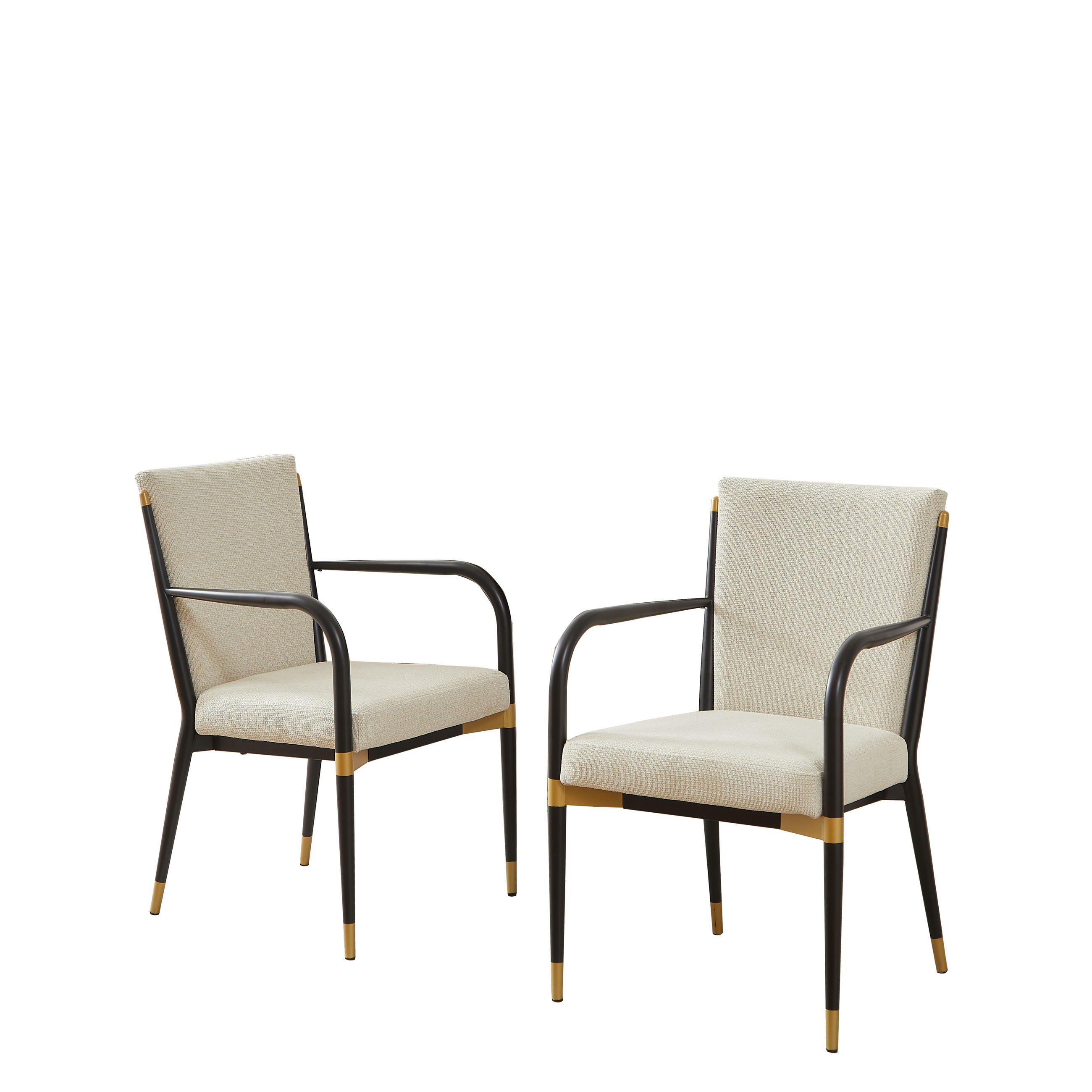 ESSZIMMERSTUHL 2er-Set mit Armlehnen und Stoffkissen, Creme - Beige, Textil (49/102/59cm)