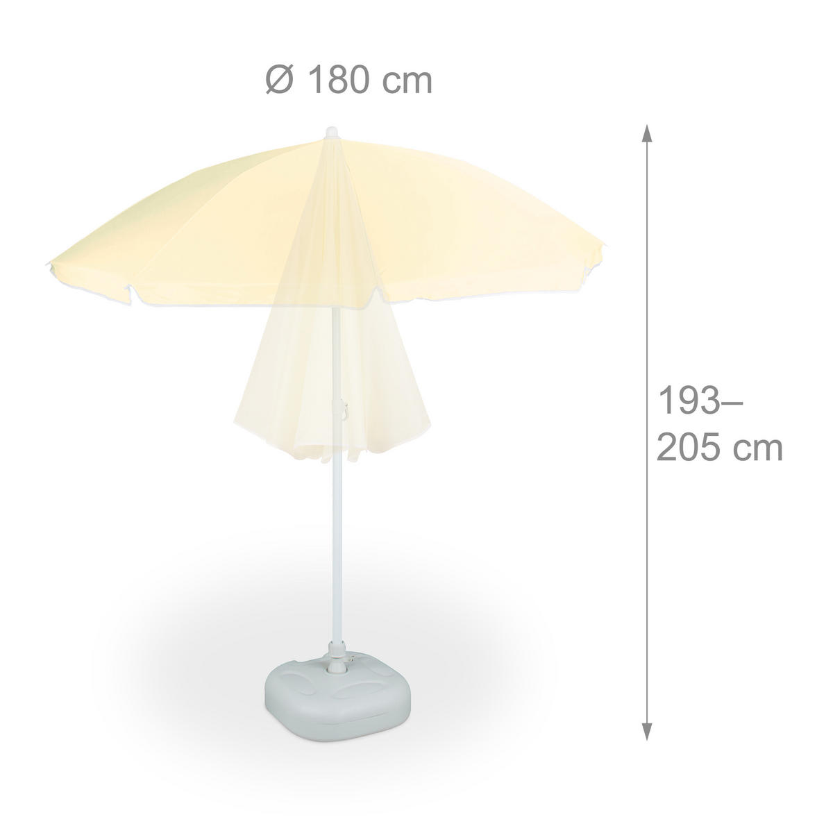 SONNENSCHIRM - Gelb, Textil/Metall (180/180cm) - Relaxdays