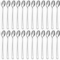 LONGDRINKLÖFFEL Set 24 Stück Edelstahl 19,7 cm spülmaschinenfest - Silberfarben, Metall