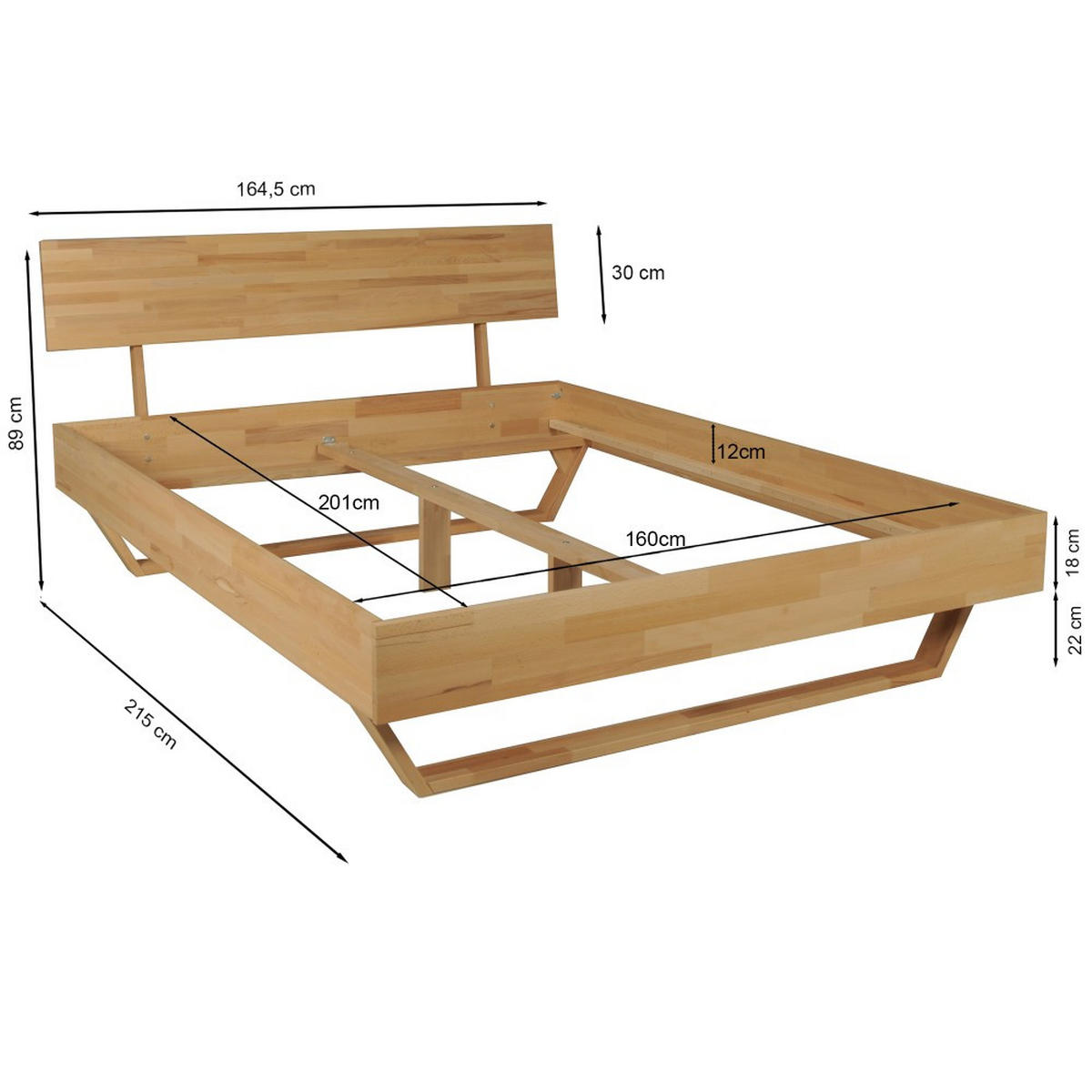 BETT TAO / 160x200 cm , Buche massiv geölt - Buchefarben, Holz (160/200cm) - Weber Industries