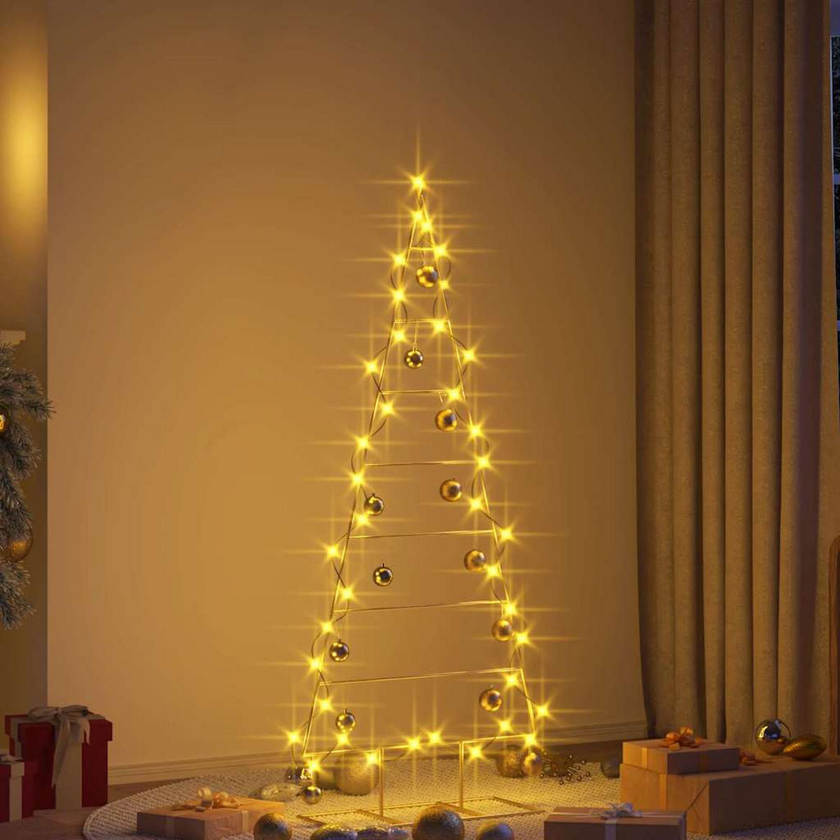 WEIHNACHTSBAUM Metall Gold 150 Cm Pulverbeschichteter Stahl - Goldfarben, Metall (150cm) - vidaXL