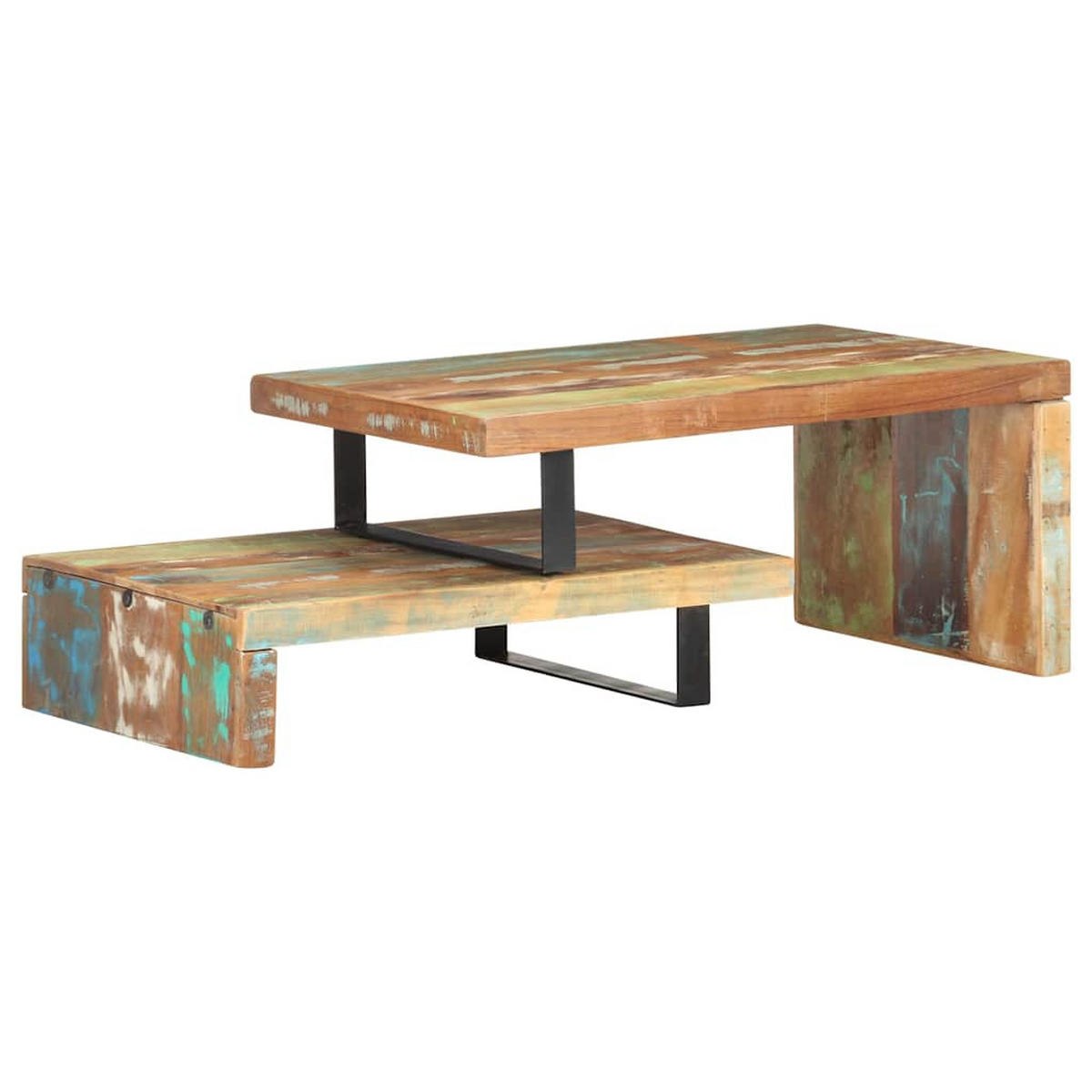 COUCHTISCH-SET Massivholz, pulverbeschichtetes Eisen - Braun, Holz (50/90/40cm) - furnicato