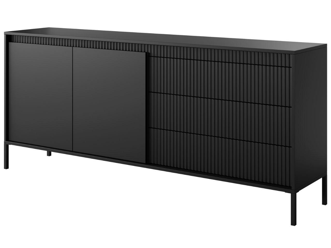 KOMMODE Schwarz 187/82/40 cm Sorano - Schwarz, Naturmaterialien/Metall (187/82/40cm) - Graingold