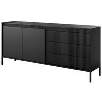 KOMMODE Schwarz 187/82/40 cm Sorano - Schwarz, Naturmaterialien/Metall (187/82/40cm) - Graingold