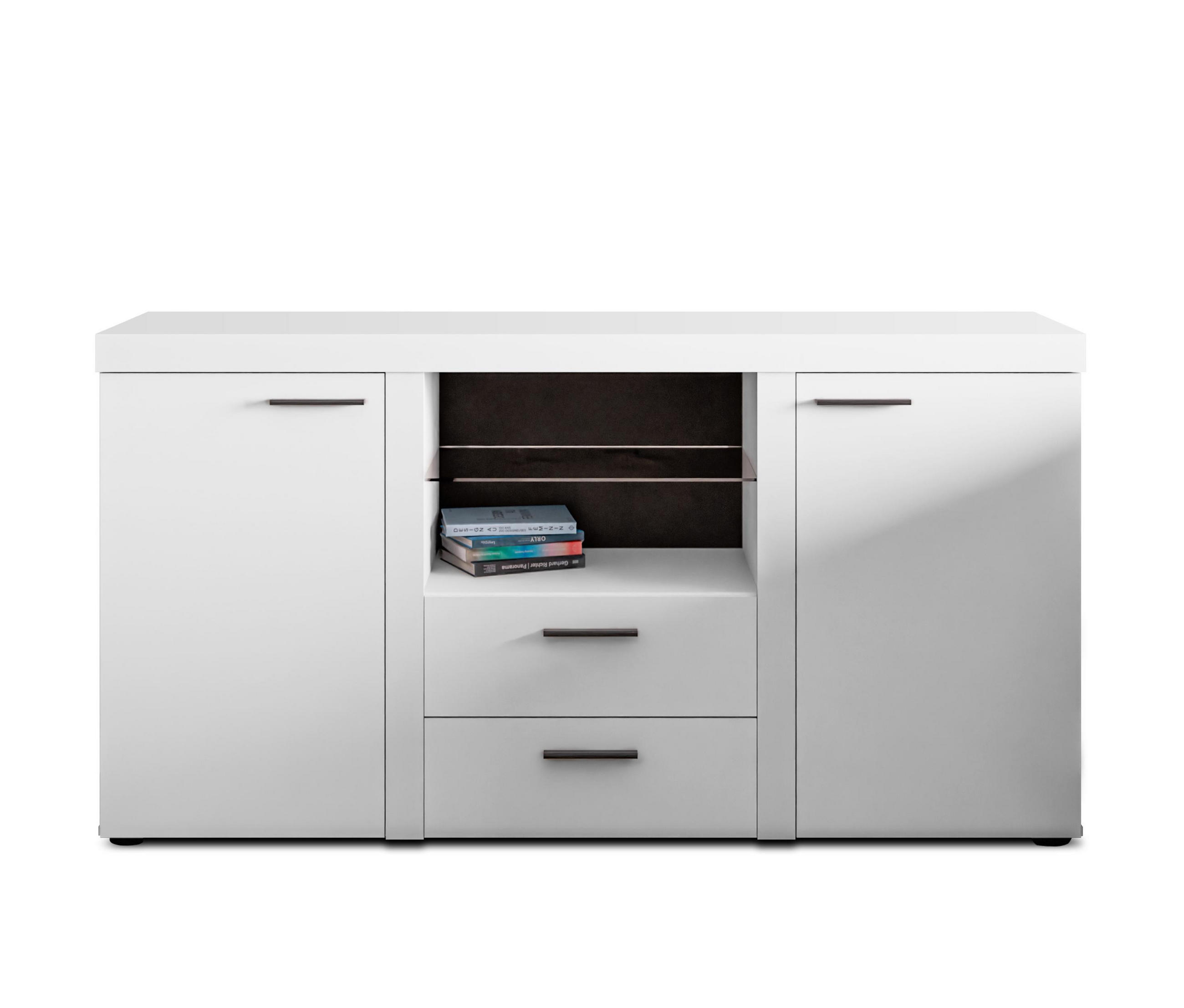 SIDEBOARD Spacoro 2F2S Weiß Matt 156,4/82/40,3 cm – Schubladenschrank Kommode Modern - Weiß, Holzwerkstoff/Kunststoff (156/82/40cm) - AX Living