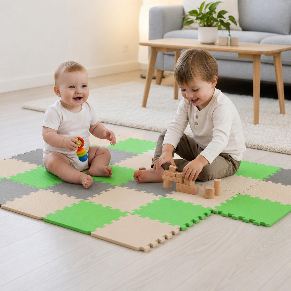 SPIELMATTE ab Null - 270/90 cm Puzzlematte Grau - Multicolor, Kunststoff (30/30cm) - Littletom
